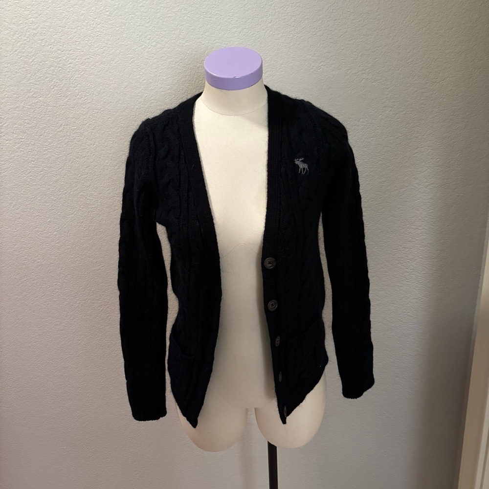 Abercrombie navy cable knit cardigan